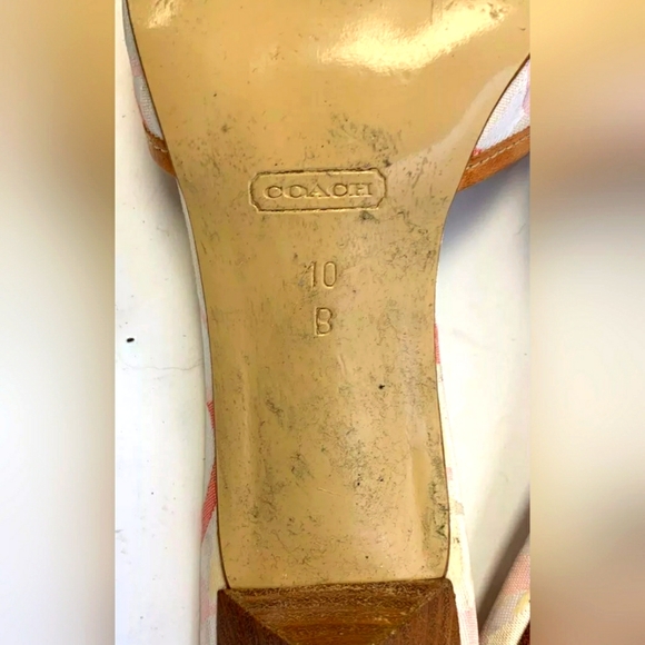 Coach Kirsten Vintage White Pink Open Toe Kitten Mini Heels Stiletto - Size 10 - Picture 6 of 8